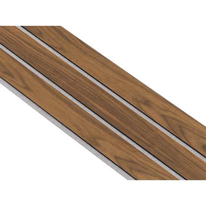 I-Wood Medio+ 3-lamel akustikpanel, klar olieret, grå filt og sort kerne, valnøddefiner, 17 x 300 mm