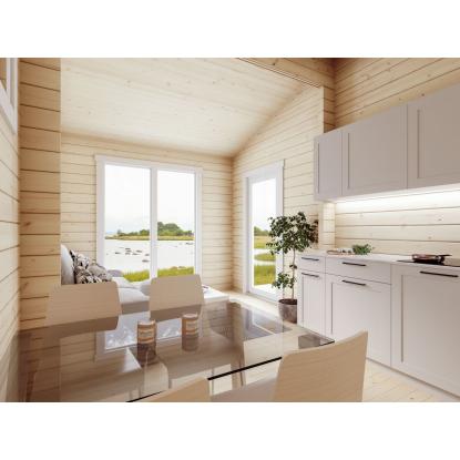 Luoman Lillevilla Koskikara saunahytte med opholdsrum og overdækket terrasse - 23,8 + 9,7 m²