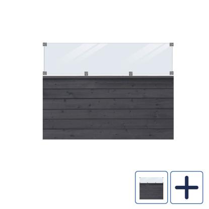 PLUS Klink profilhegn med glas, sort/nåletræ - 174 cm bredt