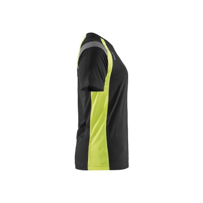 Blåkläder 3402 dame t-shirt, sort/hi-vis gul