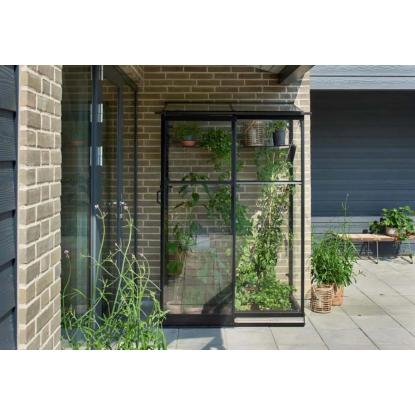 Halls Qube Lean-to 24 drivhus 0,8 m², sort, 3 mm hærdet glas