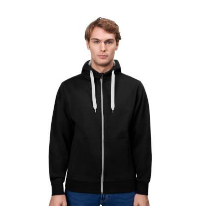ID 0630 sweat cardigan med hætte, bonded, sort