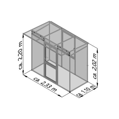 KGT Linea I drivhus, aluminium, 2,56 m²