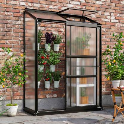 Vitavia Ida 900 vægdrivhus, sort, 0,9 m², 4 mm poly, inkl. sokkel