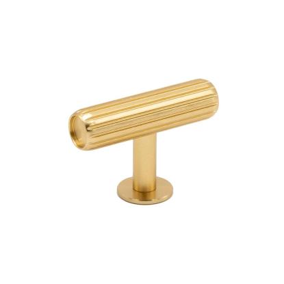 Beslag design T Rille knop, børstet messing