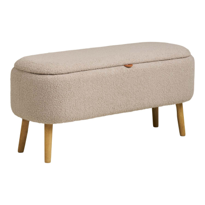 Harlow bænk med opbevaring, bouclé, beige, 95 cm