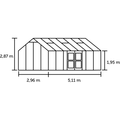 Juliana Jubii 60 drivhus 15,1 m², sort, 3 mm hærdet glas