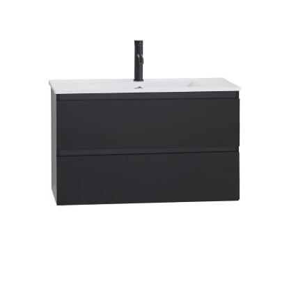 Danbad vaskeskab, mat sort, 2 skuffer - 80 x 46 x 50 cm