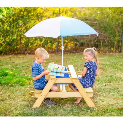 TP Toys picnicbord med parasol, træ, 170 x 95 x 97 cm