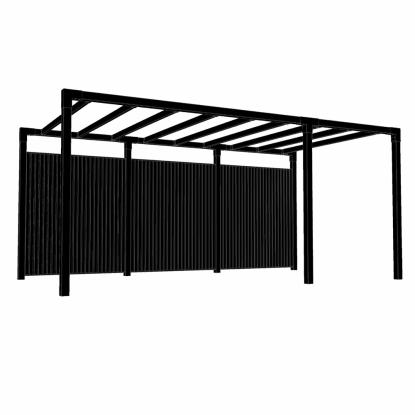 PLUS Arcade pergola model 6 med Noor hegn, trykimprægneret, sort, 486 x 256 x 217 cm