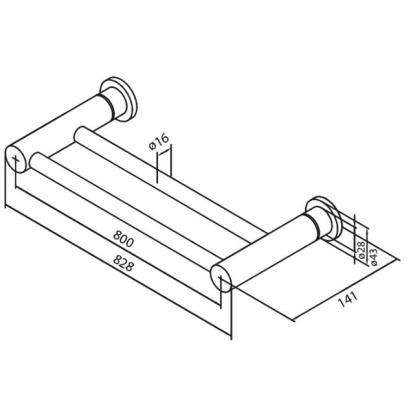 Damixa dobbelt håndklædestang, 80 cm, krom