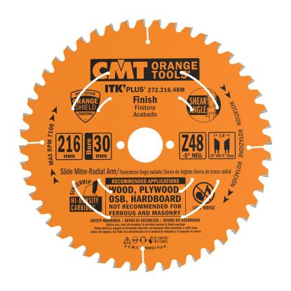 CMT rundsavsklinge til træ, Z48 W Neg, Ø216 x 1,8 x 30 mm