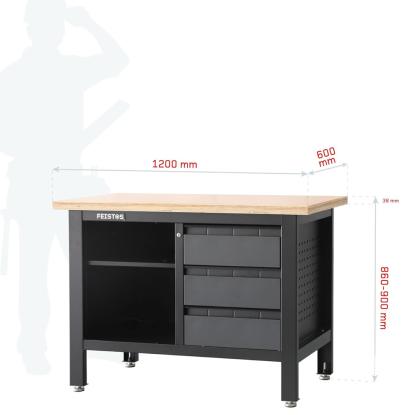 Feistos Titos 2 arbejdsbord, stål, antracitgrå/sort, 87 x 60 x 120 cm