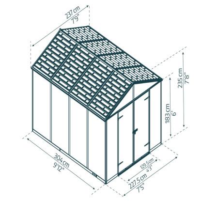 Palram - Canopia skur Rubicon 7,2 m2. mørkegrå