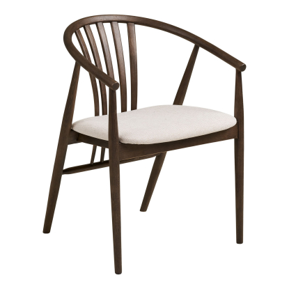 Athens og Agustin spisebordssæt med 4 stole, hvid/brun/røget eg, Ø120 cm