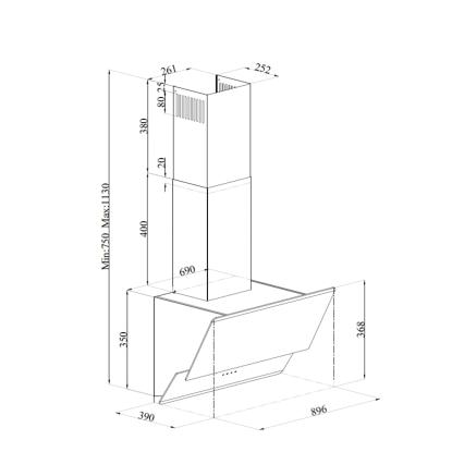 Silverline SL3490 Milano væghængt emhætte, sort, 90 cm