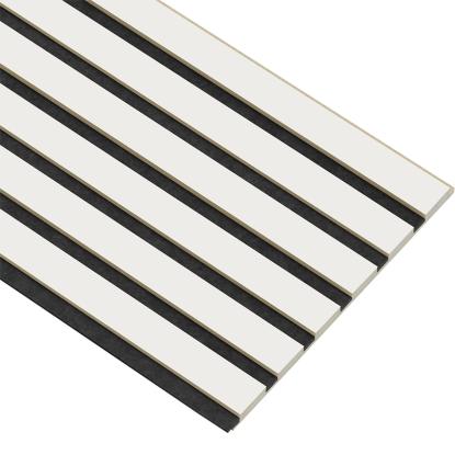 I-Wood Basic Original akustikpanel, hvidmalet, sort filt og lys kerne, folie, 16 x 300 mm 