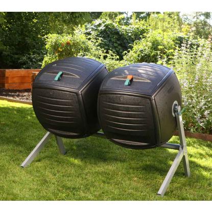 Lifetime dobbelt komposttromle, sort - 380 liter