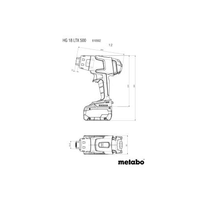 Metabo HG 18 LTX 500 varmluftpistol, 18V, uden batteri og lader