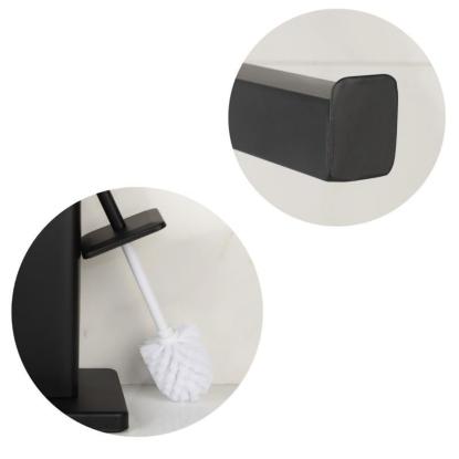 Toiletrulleholder med toiletbørste, fritstående, sort, 20 x 63 cm