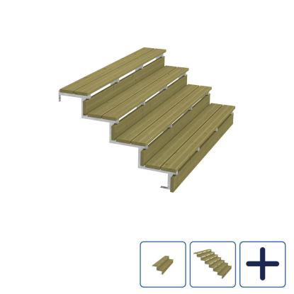 PLUS terrassetrappe, 34,2°, nåletræ/stål - 177 cm