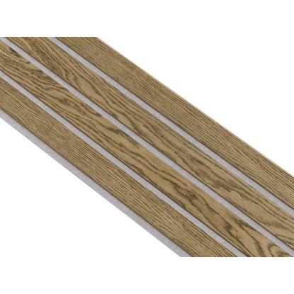 I-Wood Medio+ 4-lamel akustikpanel, mørkebrun olieret, grå filt og lys kerne, egefiner, 16 x 300 mm