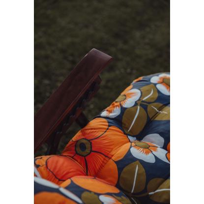 Varax Baden stol, sort stel, orange-blomstret
