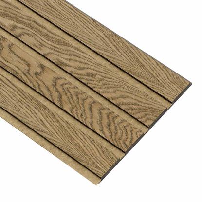 I-Wood Medio+ 4-lamel akustikpanel, mørkebrun olieret, brun filt og sort kerne, egefiner, 17 x 300 mm