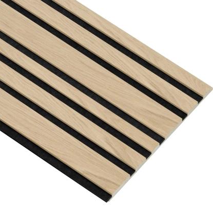 I-Wood Basic Mixed akustikpanel, hvid olieret, sort filt og lys kerne, egefiner, 16 x 300 mm 