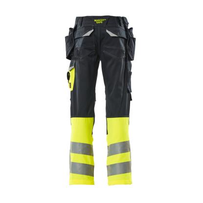 MASCOT SAFE SUPREME arbejdsbukser med hængelommer, mørk marine/hi-vis gul