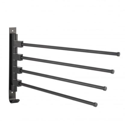 Håndklædeholder med 4 arme, vægmonteret, sort, 38,5 x 24 cm