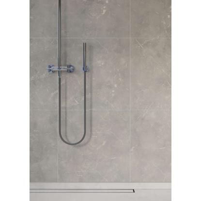 Fibo Stone vådrumspanel med 60 x 60 cm fliselook, 10 x 600 x 2400 mm, grey marble silk