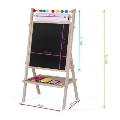 Staffeli med whiteboard, kridttavle og papir inkl. tilbehør, 62 x 28 x 44 cm