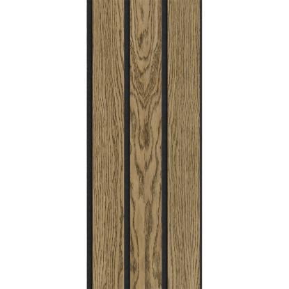 I-Wood Basic 3-lamel akustikpanel, mørkebrun olieret, sort filt og sort kerne, egefiner, 17 x 300 mm 