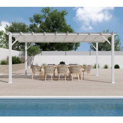 Paragon Outdoor Florenz 1116 pergola, aluminium, hvid, hvidt tekstil, 236 x 505 x 350 cm