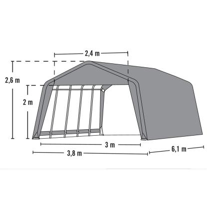 ShelterLogic Run-in-Shed græstelt/teltgarage, polyethylen/stål, grøn - 23 m²