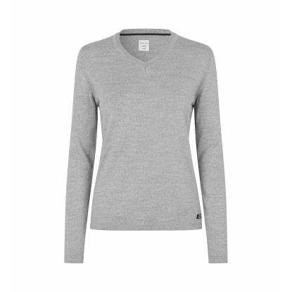 Seven Seas S671 The knit pullover med v-hals, dame, lys grå melange
