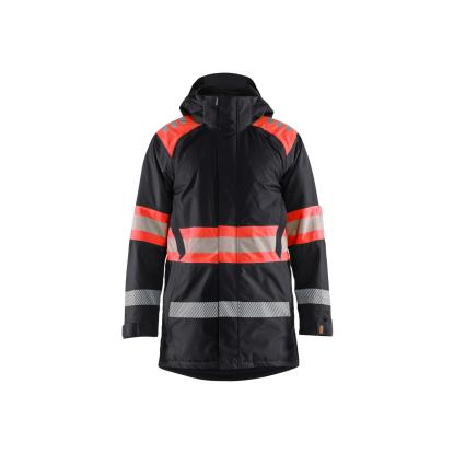 Blåkläder 4485 high vis vinterparkajakke, sort/hi-vis rød