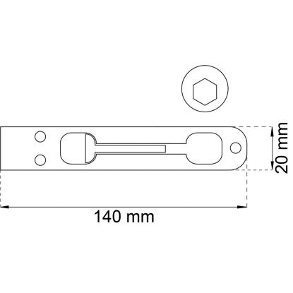 Habo kantrigle, krom, 20 x 140 mm