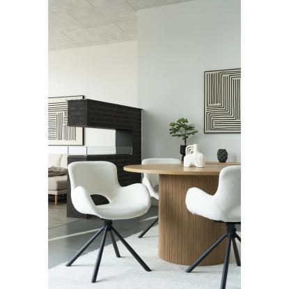 Spisebordsstol, i bouclé off-white med drejefod