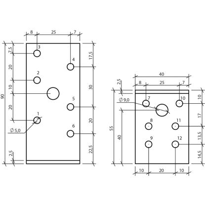SIMA vinkelbeslag VMV, pregalvaniseret, 90 x 55 x 2,5 x 40 mm
