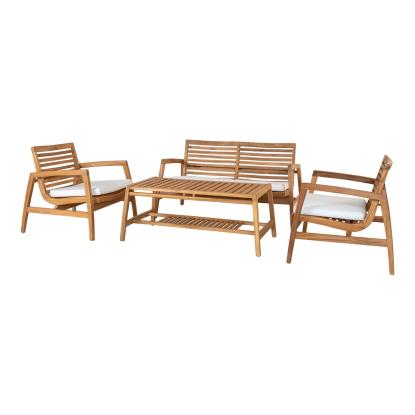 Santander loungesæt inkl. hynder, natur teak