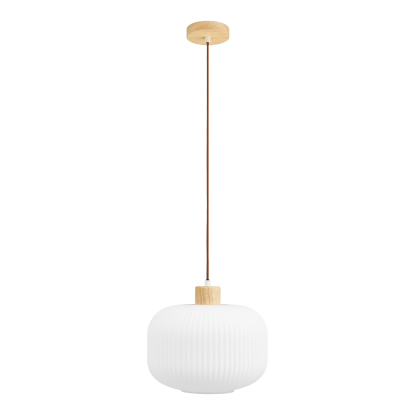 Argalo pendel i glas/træ, Ø30 cm, E27, hvid