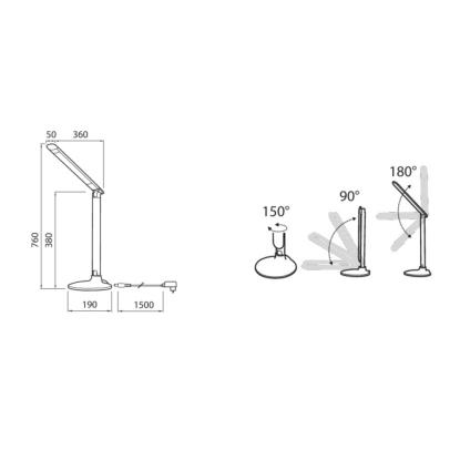 Airam Gina LED skrivebordslampe med USB, dæmpbar, H76 cm, hvid