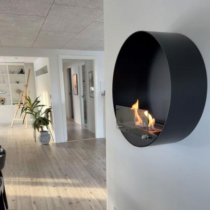 ScandiFlames Delaware biopejs, vægmodel, rund, sort