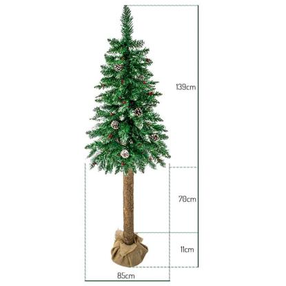 Kunstigt juletræ med træstamme og sne, 220 cm