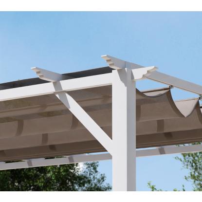 Paragon Outdoor Florenz 1116 pergola, aluminium, hvid, brunt tekstil, 236 x 505 x 350 cm