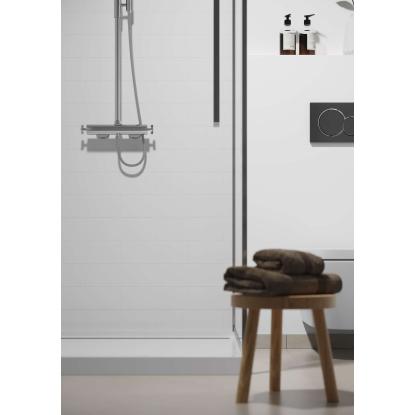 Fibo Colour vådrumspanel med brick wall fliselook, 10 x 600 x 2400 mm, denver white high gloss