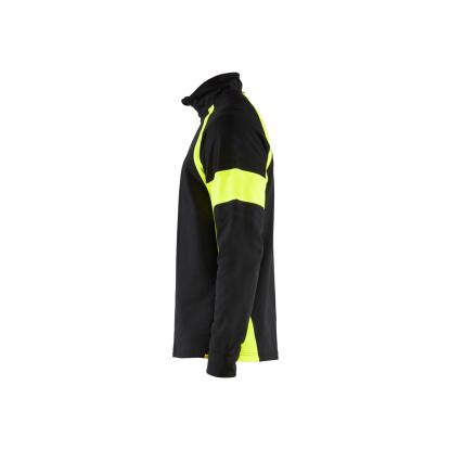 Blåkläder 3550 sweatshirt half zip, sort/hi-vis gul