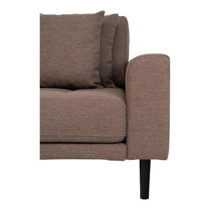 Lounge sofa, venstrevendt i brun med fire puder